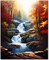 Adult Paint by Number Kits on Canvas Autumn Landscape Paint by Numbers for Adult Beginner Forest Waterfall Color by Numbers for Adults Craft Kits